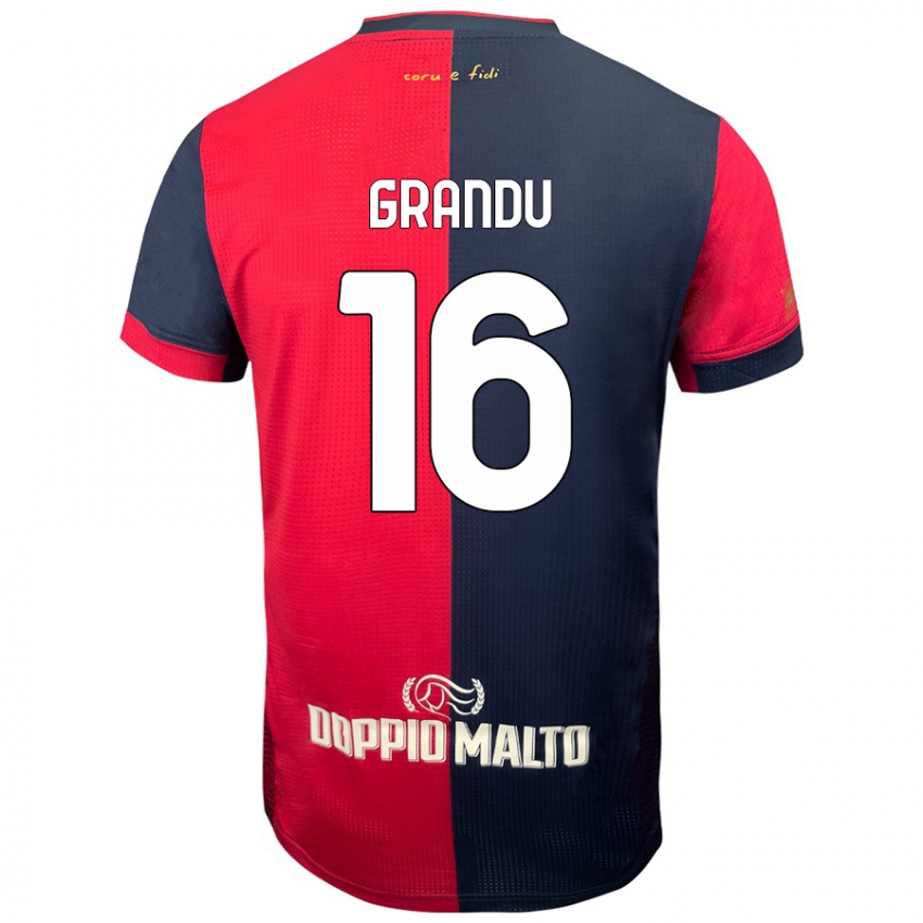 Niño Camiseta Nicola Grandu #16 Rojo Azul Más Oscuro 1ª Equipación 2024/25 La Camisa