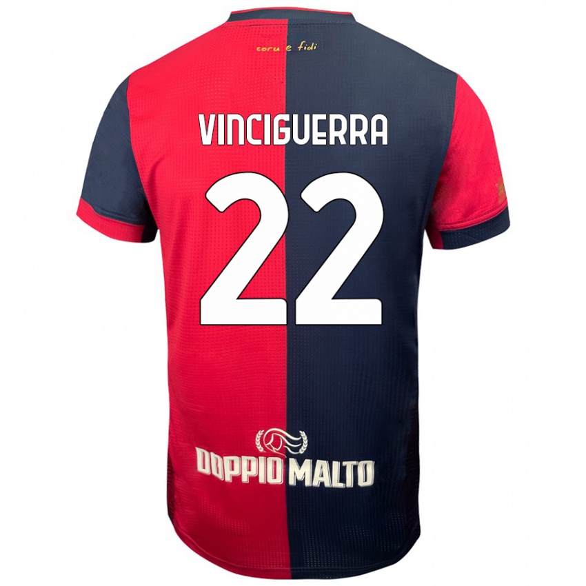 Niño Camiseta Alessandro Vinciguerra #22 Rojo Azul Más Oscuro 1ª Equipación 2024/25 La Camisa