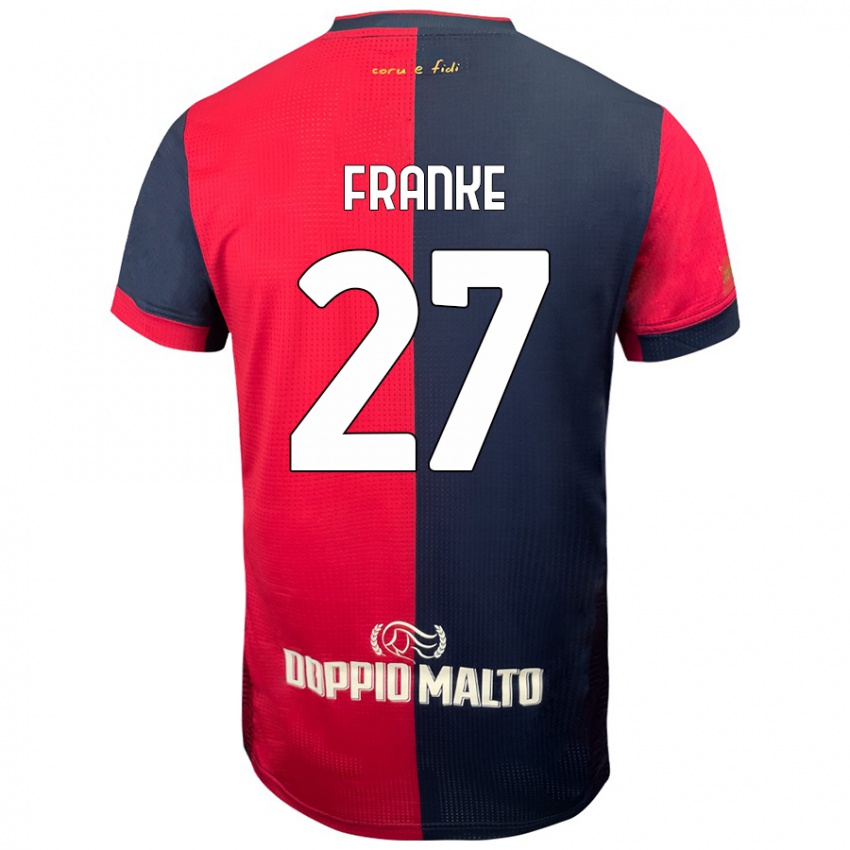 Niño Camiseta Antoni Franke #27 Rojo Azul Más Oscuro 1ª Equipación 2024/25 La Camisa