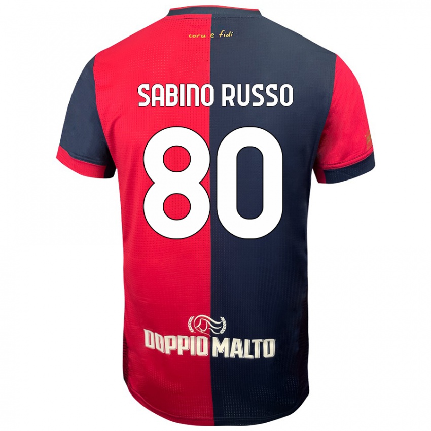 Niño Camiseta Alessandro Sabino Russo #80 Rojo Azul Más Oscuro 1ª Equipación 2024/25 La Camisa