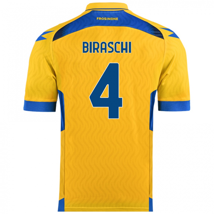 Niño Camiseta Davide Biraschi #4 Amarillo 1ª Equipación 2024/25 La Camisa