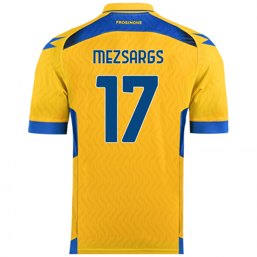 Niño Camiseta Kristians Mezsargs #17 Amarillo 1ª Equipación 2024/25 La Camisa