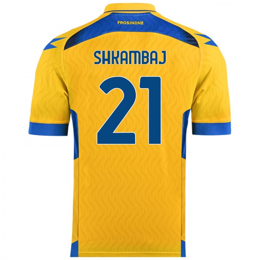 Niño Camiseta Ardit Shkambaj #21 Amarillo 1ª Equipación 2024/25 La Camisa