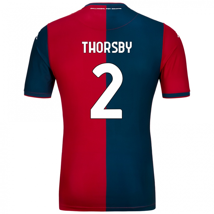 Niño Camiseta Morten Thorsby #2 Rojo Azul Oscuro 1ª Equipación 2024/25 La Camisa