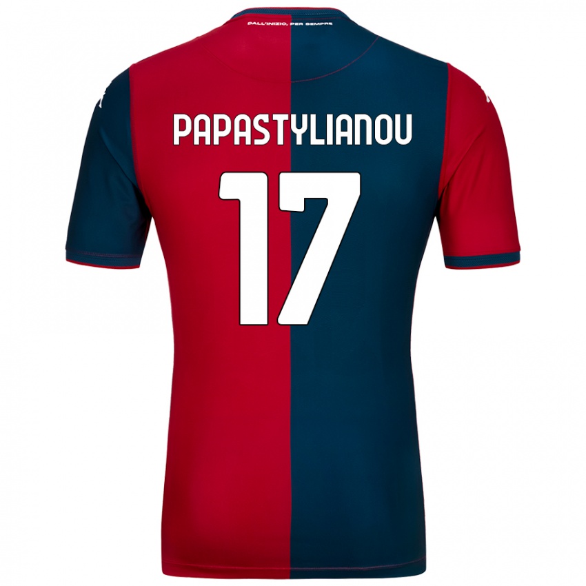 Niño Camiseta Lysandros Andreas Papastylianou #17 Rojo Azul Oscuro 1ª Equipación 2024/25 La Camisa