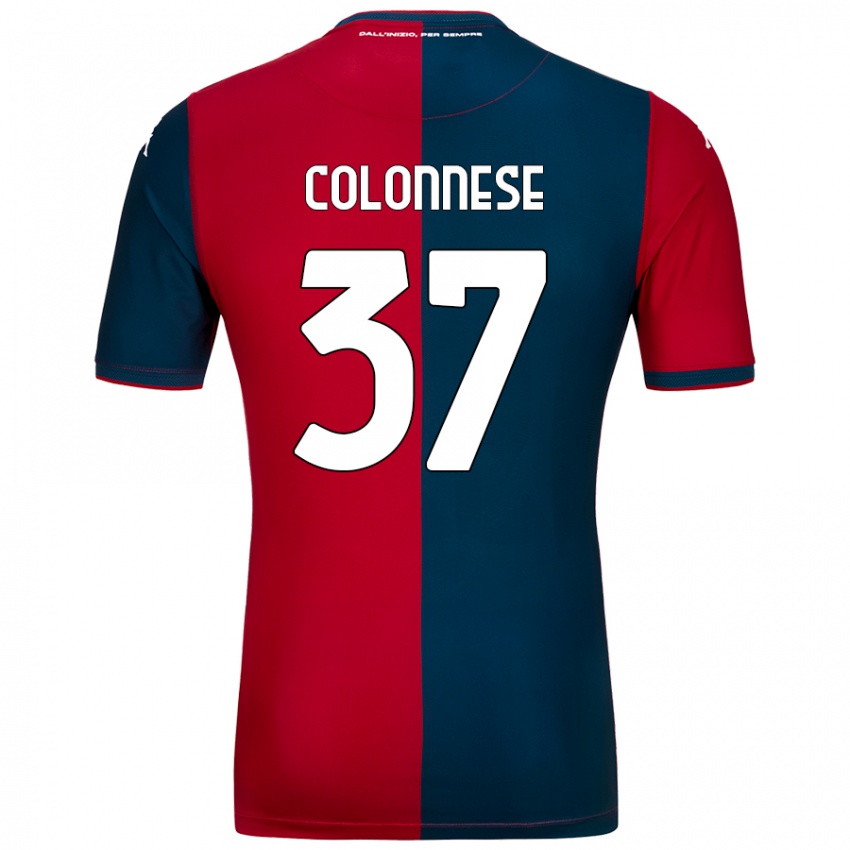 Niño Camiseta Lorenzo Colonnese #37 Rojo Azul Oscuro 1ª Equipación 2024/25 La Camisa