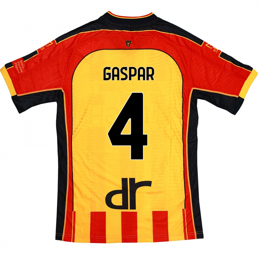 Niño Camiseta Kialonda Gaspar #4 Amarillo Rojo 1ª Equipación 2024/25 La Camisa