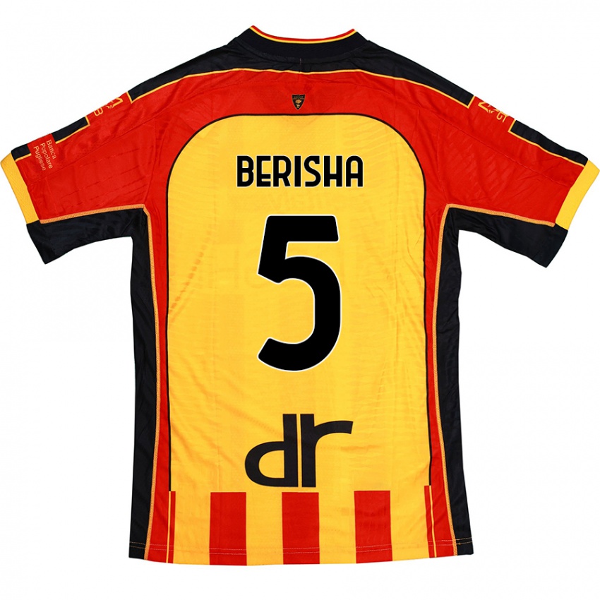 Niño Camiseta Medon Berisha #5 Amarillo Rojo 1ª Equipación 2024/25 La Camisa