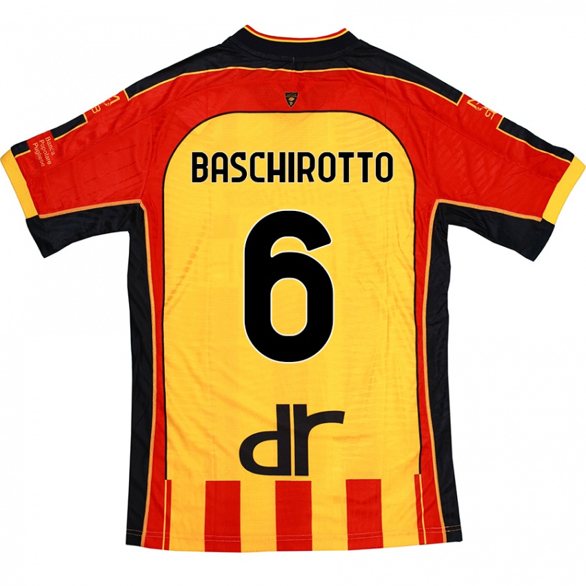 Niño Camiseta Federico Baschirotto #6 Amarillo Rojo 1ª Equipación 2024/25 La Camisa