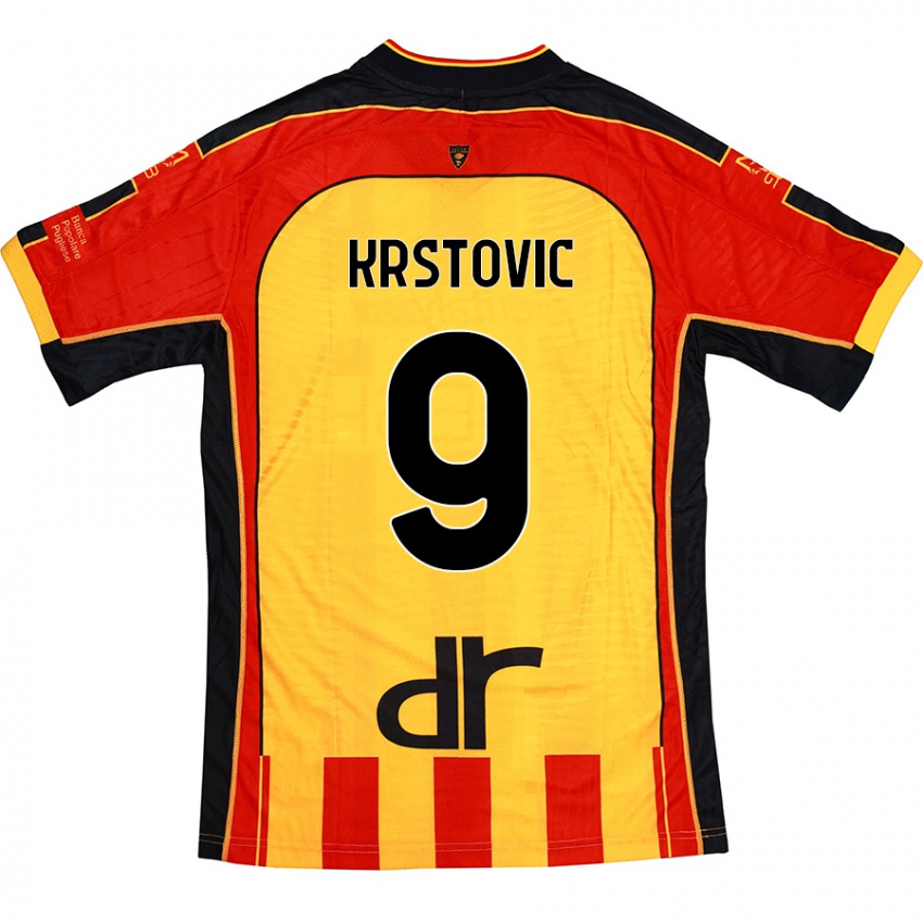 Niño Camiseta Nikola Krstovic #9 Amarillo Rojo 1ª Equipación 2024/25 La Camisa