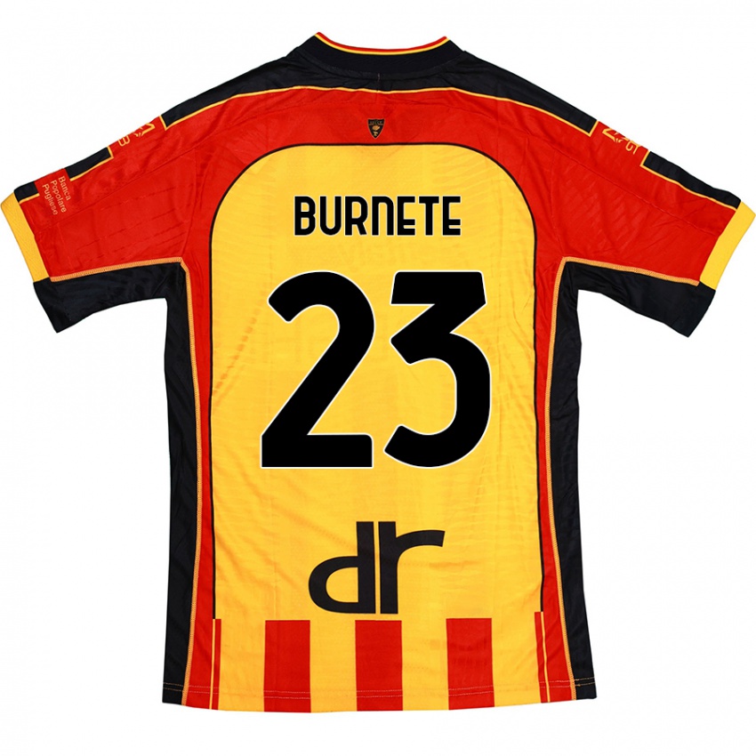 Niño Camiseta Rareș Burnete #23 Amarillo Rojo 1ª Equipación 2024/25 La Camisa