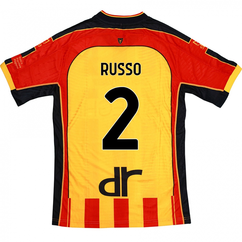 Niño Camiseta Luca Russo #2 Amarillo Rojo 1ª Equipación 2024/25 La Camisa