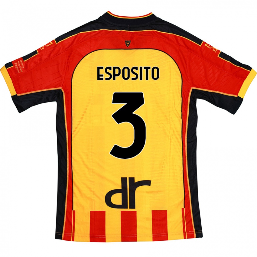 Niño Camiseta Sebastian Esposito #3 Amarillo Rojo 1ª Equipación 2024/25 La Camisa