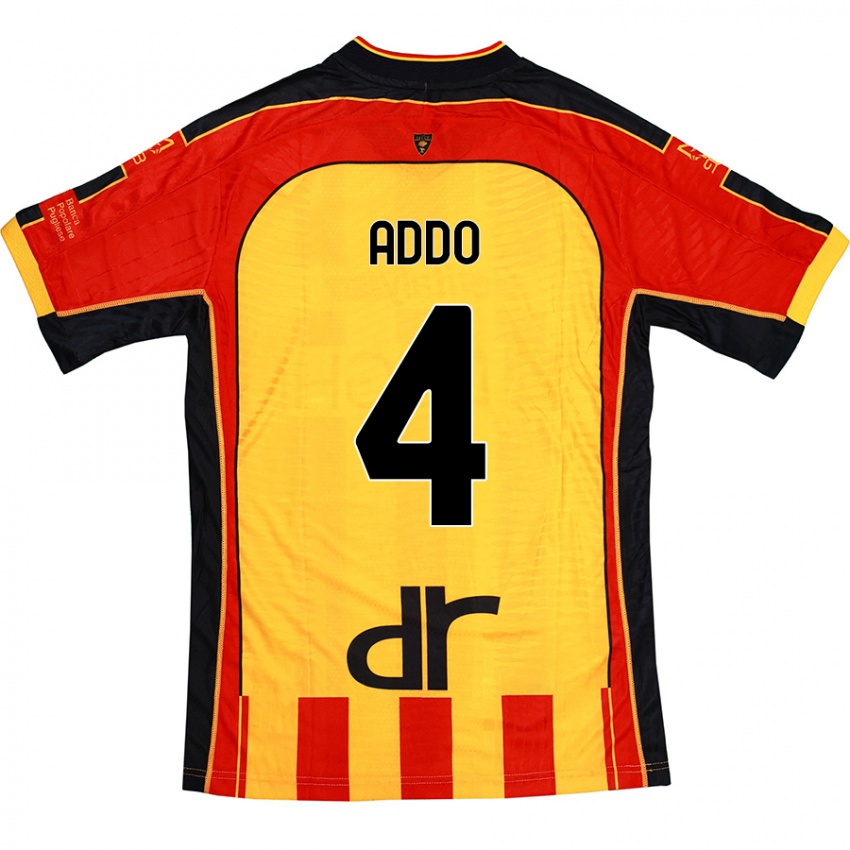 Niño Camiseta Vernon Addo #4 Amarillo Rojo 1ª Equipación 2024/25 La Camisa