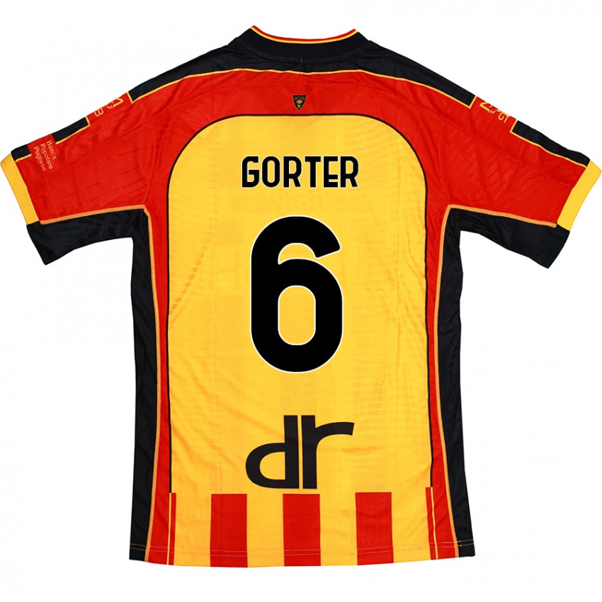 Niño Camiseta Olaf Gorter #6 Amarillo Rojo 1ª Equipación 2024/25 La Camisa