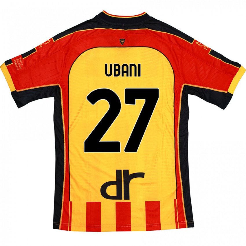 Niño Camiseta Marlon Ubani #27 Amarillo Rojo 1ª Equipación 2024/25 La Camisa