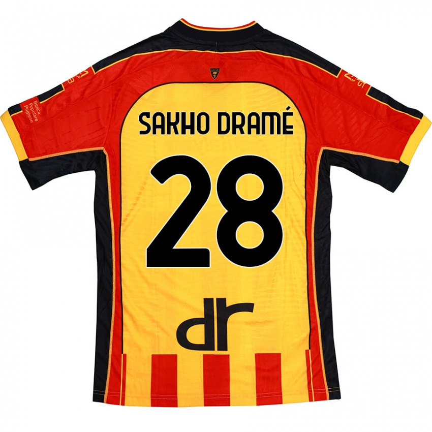 Niño Camiseta Samba Sakho Dramé #28 Amarillo Rojo 1ª Equipación 2024/25 La Camisa