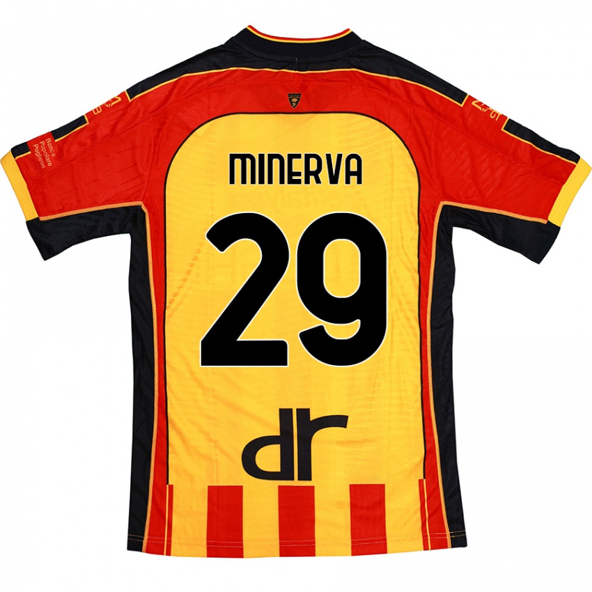 Niño Camiseta Francesco Minerva #29 Amarillo Rojo 1ª Equipación 2024/25 La Camisa