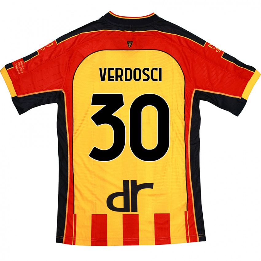 Niño Camiseta Simone Verdosci #30 Amarillo Rojo 1ª Equipación 2024/25 La Camisa