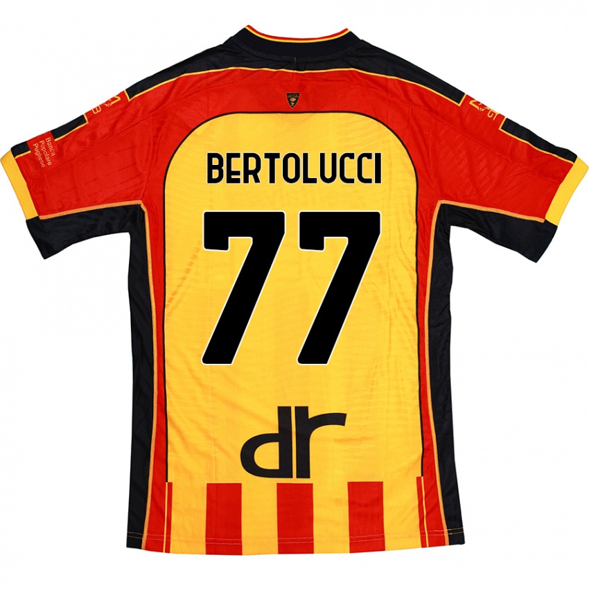 Niño Camiseta Sandro Bertolucci #77 Amarillo Rojo 1ª Equipación 2024/25 La Camisa