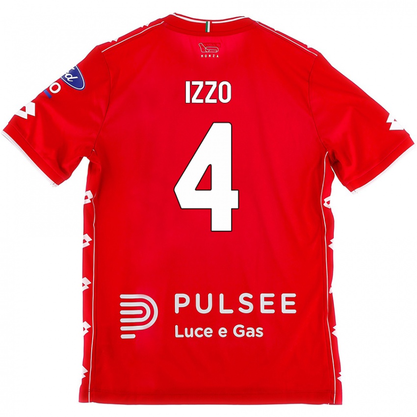 Niño Camiseta Armando Izzo #4 Rojo Blanco 1ª Equipación 2024/25 La Camisa