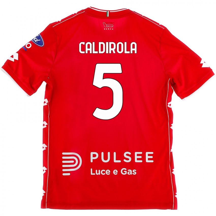 Niño Camiseta Luca Caldirola #5 Rojo Blanco 1ª Equipación 2024/25 La Camisa