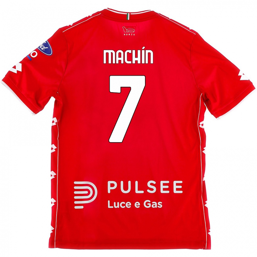 Niño Camiseta José Machín #7 Rojo Blanco 1ª Equipación 2024/25 La Camisa