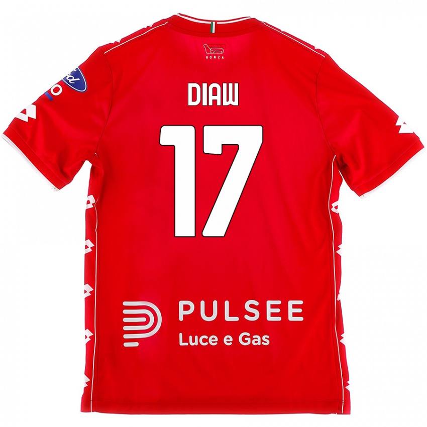 Niño Camiseta Davide Diaw #17 Rojo Blanco 1ª Equipación 2024/25 La Camisa