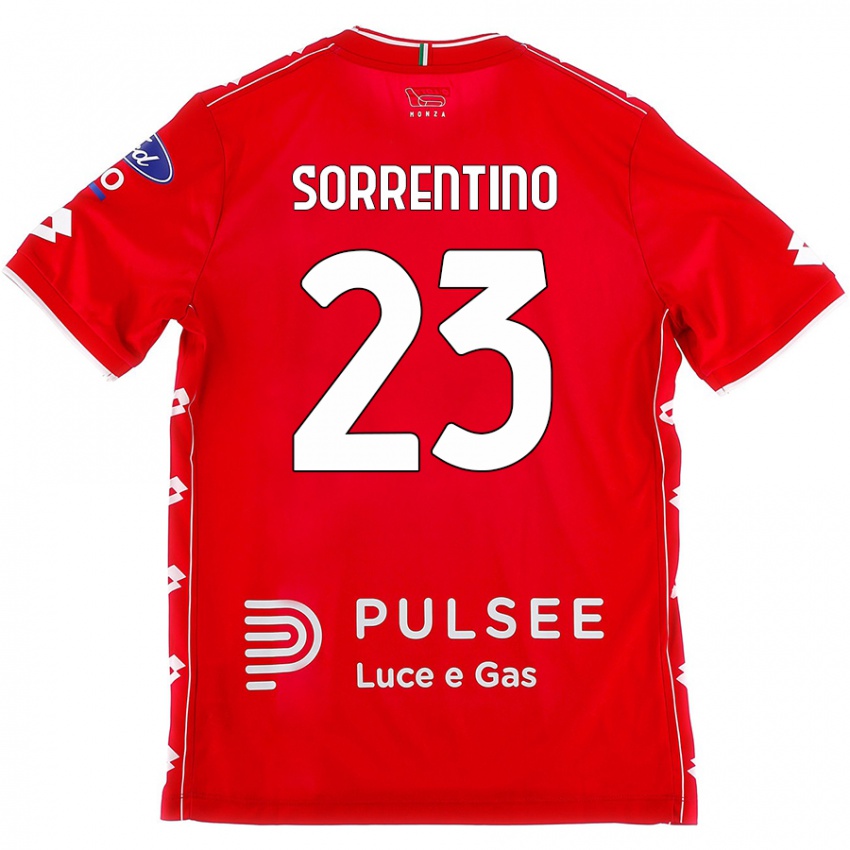 Niño Camiseta Alessandro Sorrentino #23 Rojo Blanco 1ª Equipación 2024/25 La Camisa