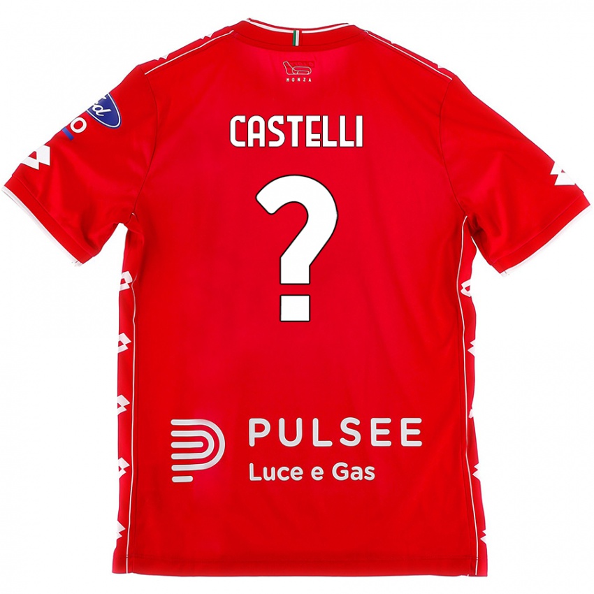 Niño Camiseta Davide Castelli #0 Rojo Blanco 1ª Equipación 2024/25 La Camisa