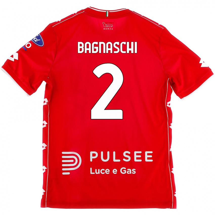 Niño Camiseta Alessandro Bagnaschi #2 Rojo Blanco 1ª Equipación 2024/25 La Camisa