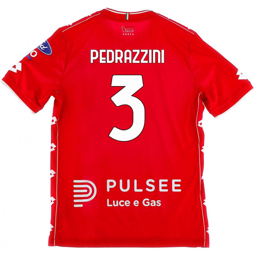 Niño Camiseta Carlo Pedrazzini #3 Rojo Blanco 1ª Equipación 2024/25 La Camisa