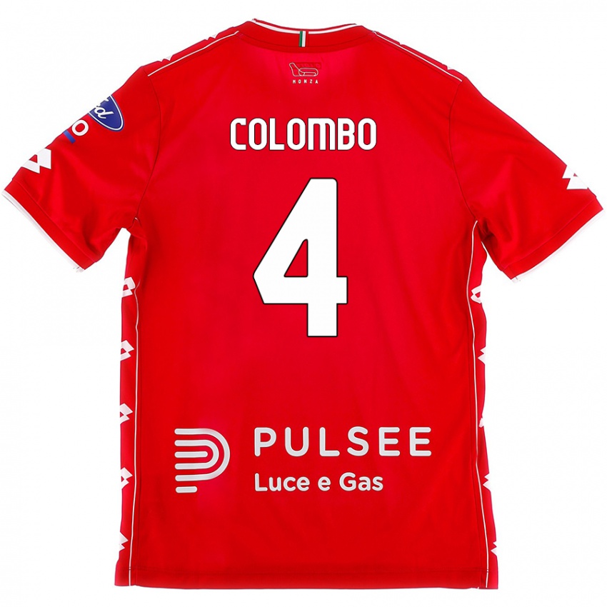 Niño Camiseta Leonardo Colombo #4 Rojo Blanco 1ª Equipación 2024/25 La Camisa