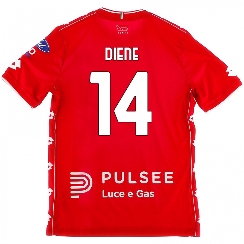 Niño Camiseta Abdou Diene #14 Rojo Blanco 1ª Equipación 2024/25 La Camisa