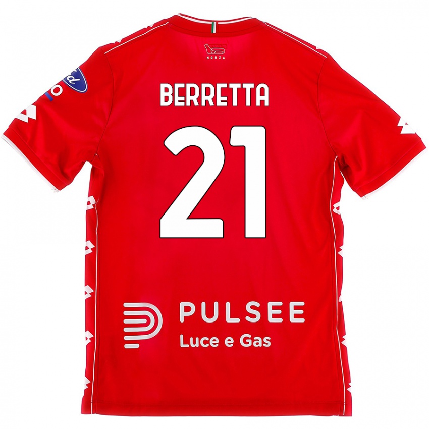 Niño Camiseta Alessandro Berretta #21 Rojo Blanco 1ª Equipación 2024/25 La Camisa