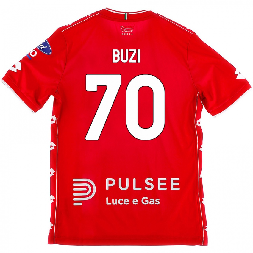 Niño Camiseta Luis Buzi #70 Rojo Blanco 1ª Equipación 2024/25 La Camisa