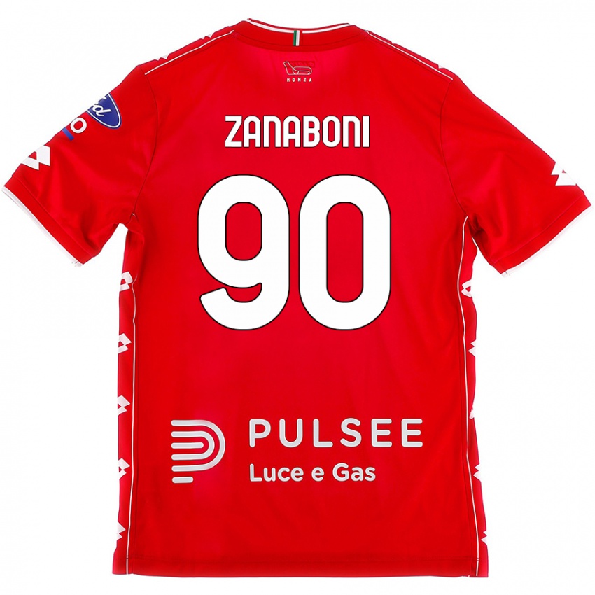 Niño Camiseta Emanuele Zanaboni #90 Rojo Blanco 1ª Equipación 2024/25 La Camisa