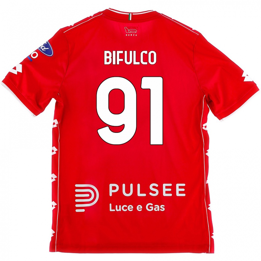 Niño Camiseta Davide Bifulco #91 Rojo Blanco 1ª Equipación 2024/25 La Camisa