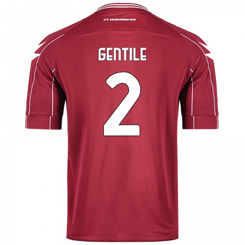 Niño Camiseta Davide Gentile #2 Borgoña 1ª Equipación 2024/25 La Camisa