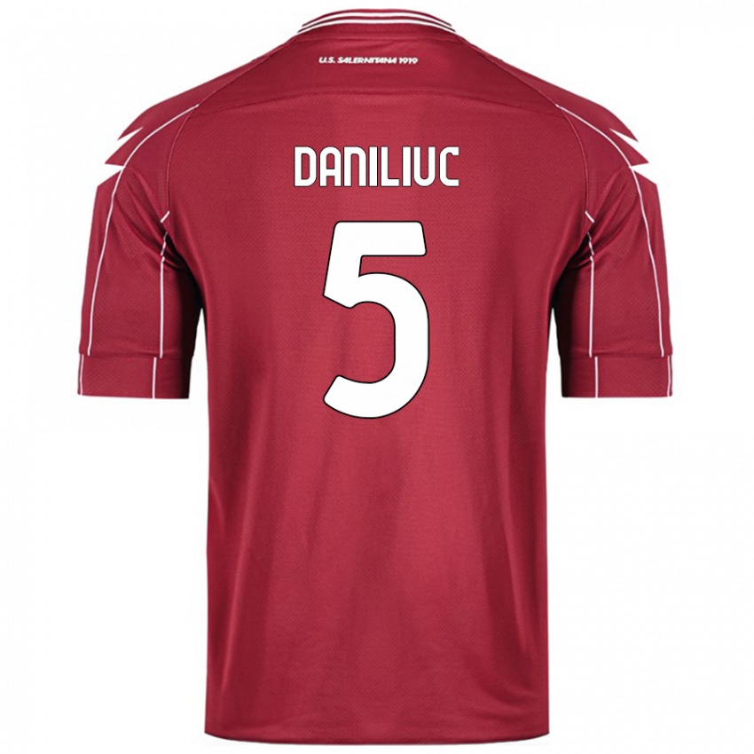 Niño Camiseta Flavius Daniliuc #5 Borgoña 1ª Equipación 2024/25 La Camisa