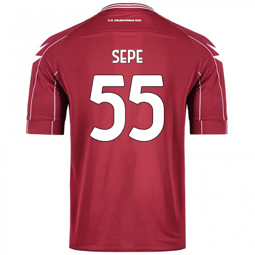 Niño Camiseta Luigi Sepe #55 Borgoña 1ª Equipación 2024/25 La Camisa