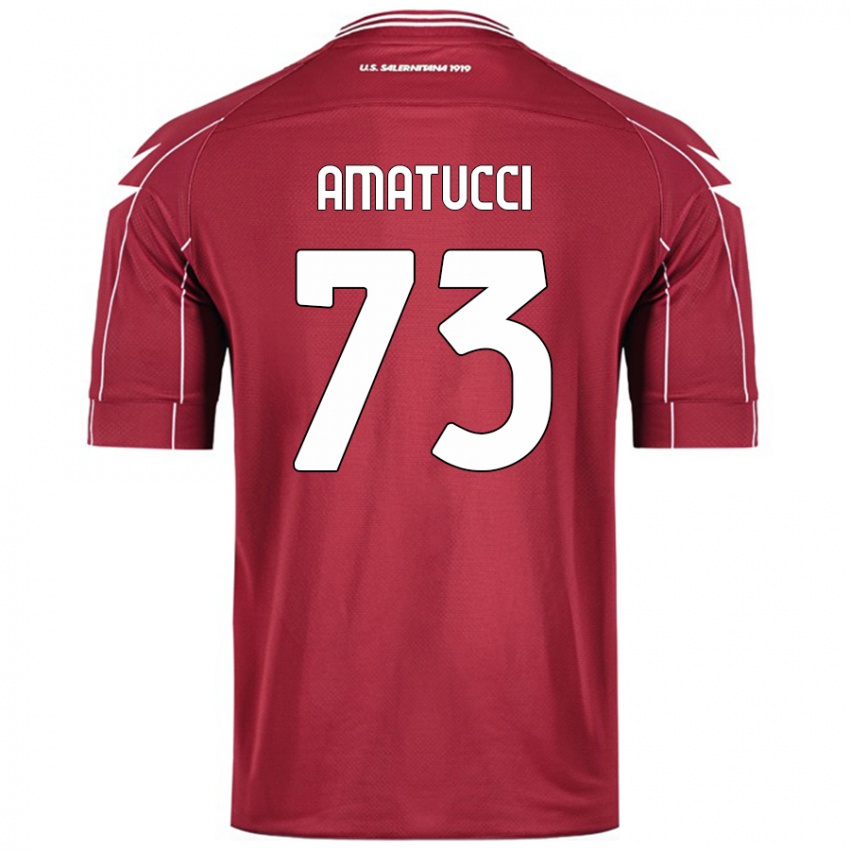 Niño Camiseta Lorenzo Amatucci #73 Borgoña 1ª Equipación 2024/25 La Camisa