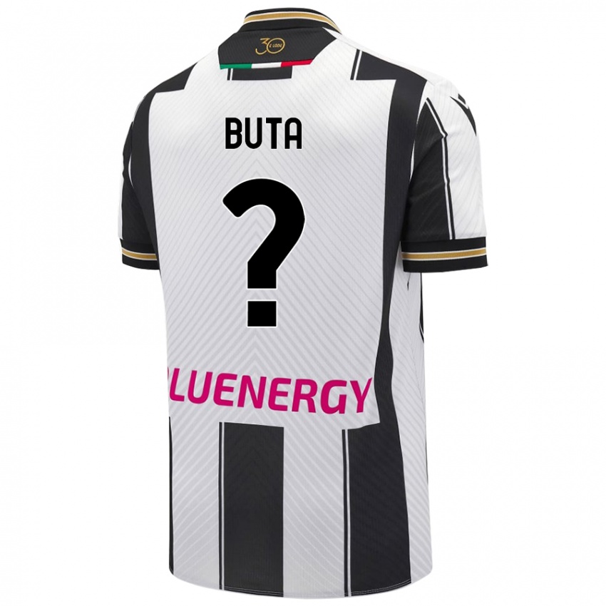 Niño Camiseta Leonardo Buta #0 Blanco Negro 1ª Equipación 2024/25 La Camisa