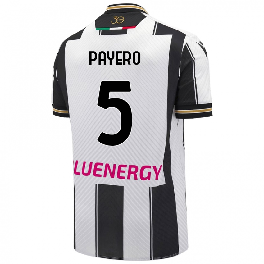 Niño Camiseta Martin Payero #5 Blanco Negro 1ª Equipación 2024/25 La Camisa