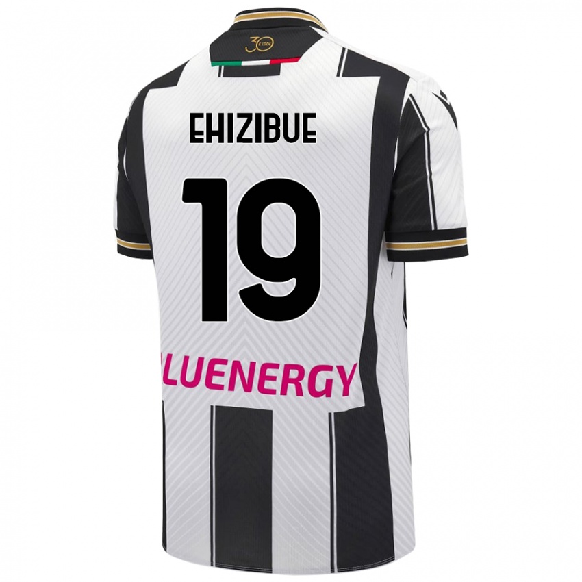 Niño Camiseta Kingsley Ehizibue #19 Blanco Negro 1ª Equipación 2024/25 La Camisa