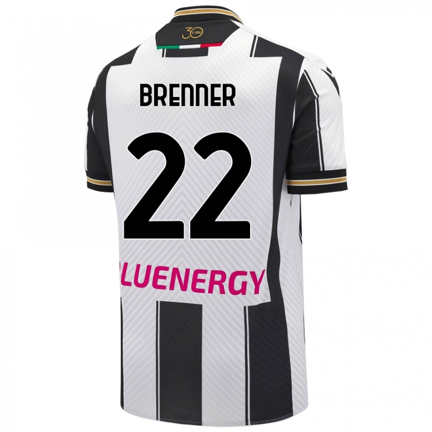 Niño Camiseta Brenner #22 Blanco Negro 1ª Equipación 2024/25 La Camisa