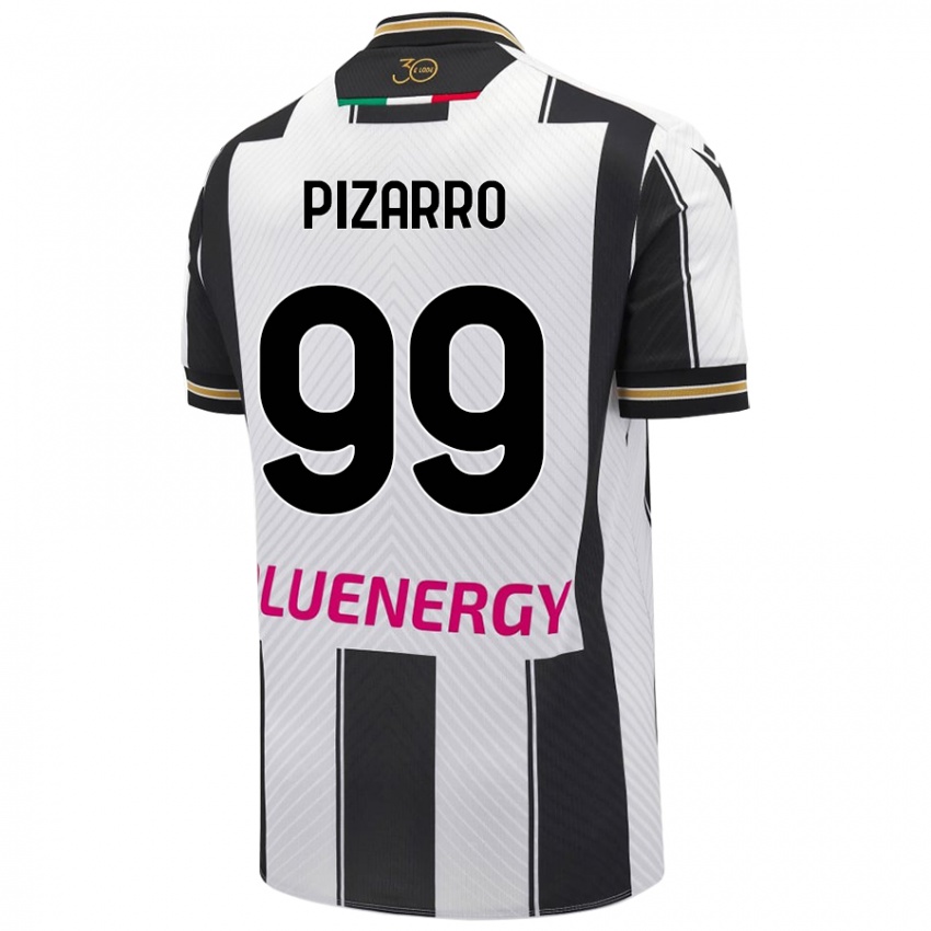 Niño Camiseta Damián Pizarro #99 Blanco Negro 1ª Equipación 2024/25 La Camisa