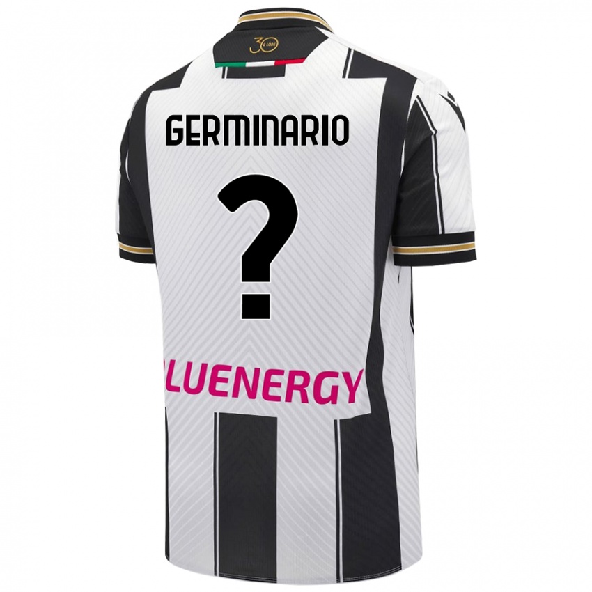 Niño Camiseta Mattia Germinario #0 Blanco Negro 1ª Equipación 2024/25 La Camisa