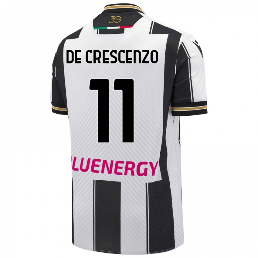 Niño Camiseta Marco De Crescenzo #11 Blanco Negro 1ª Equipación 2024/25 La Camisa