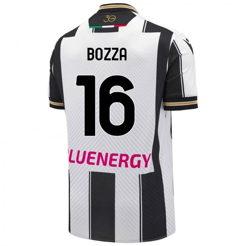 Niño Camiseta Mattia Bozza #16 Blanco Negro 1ª Equipación 2024/25 La Camisa